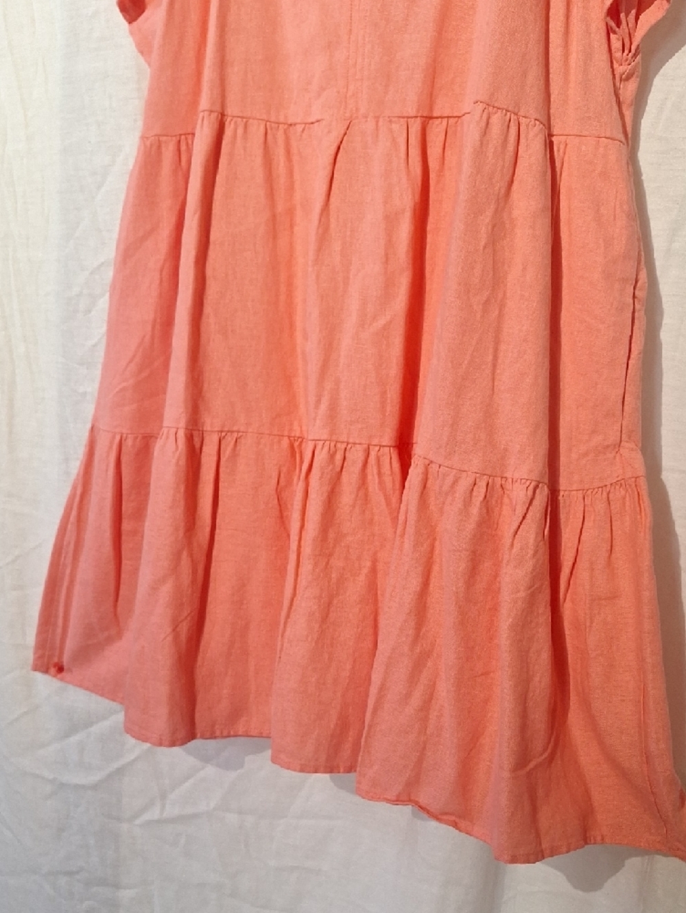 NEVER WORN! Universal Thread Coral Linen V-Neck Boho Midi Dress, Sz 16 NWOT - Picture 4 of 8